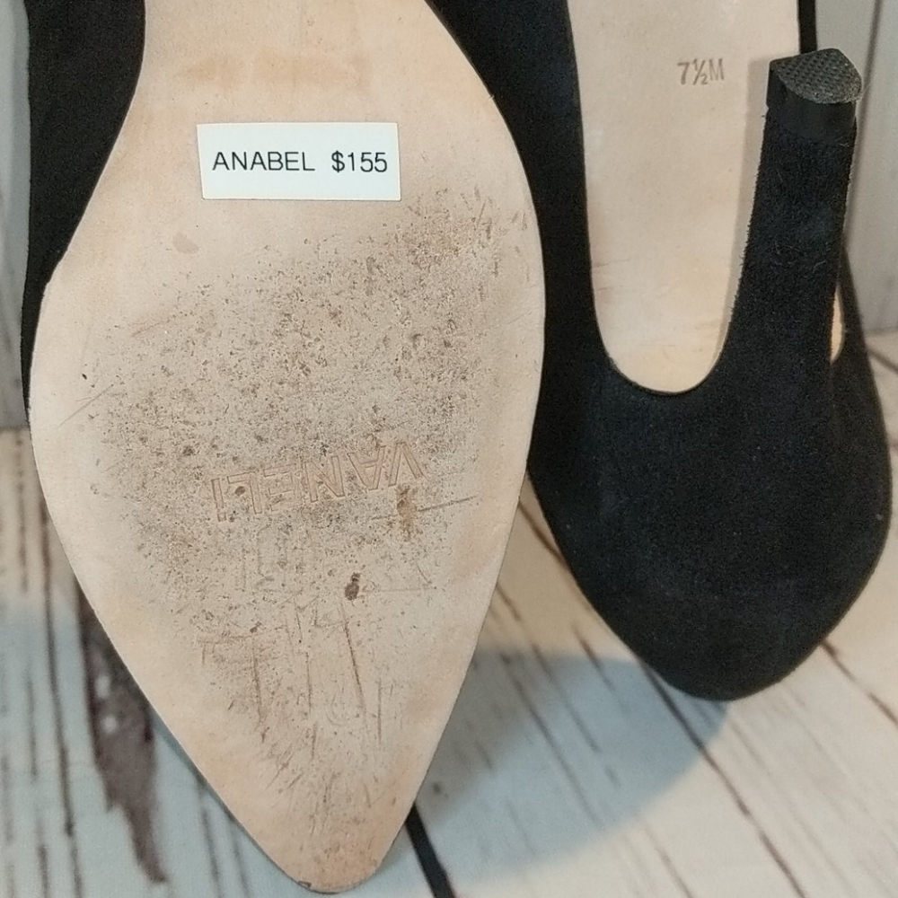 VanEli‎ Anabel Black Suede Chain link Cap toe Heels - Picture 10 of 11